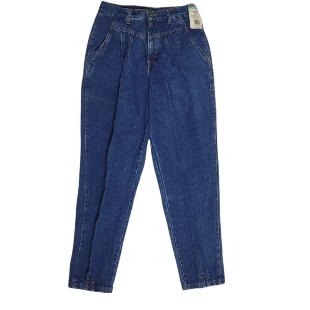 NEW VINTAGE 80s jeans Chic Virginia high rise yoke pleated ankle‎ blue 8